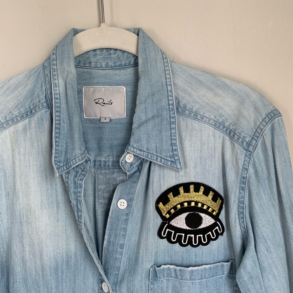 Rails Denim Button Down with Eye Patch